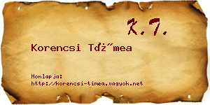 Korencsi Tímea névjegykártya